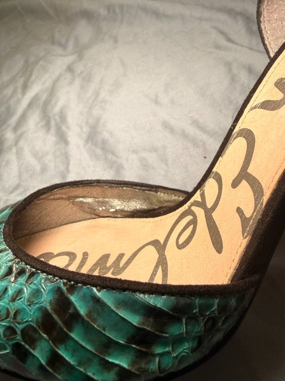 Sam Edelman Blue Snakeskin Print Stiletto Heels – Women’s Size 8 - Picture 5 of 8